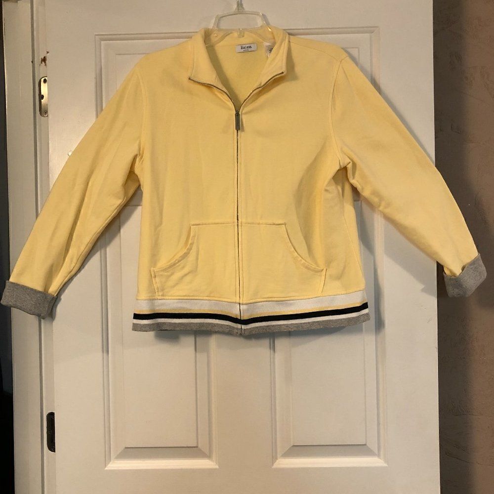 liz and co Yellow Zip-up Cardigan, Size PXL